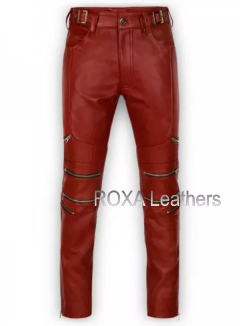 ROXA NEW Designer Men Genuine Lambskin Real Leather Pant Zip Fashionable Trouser