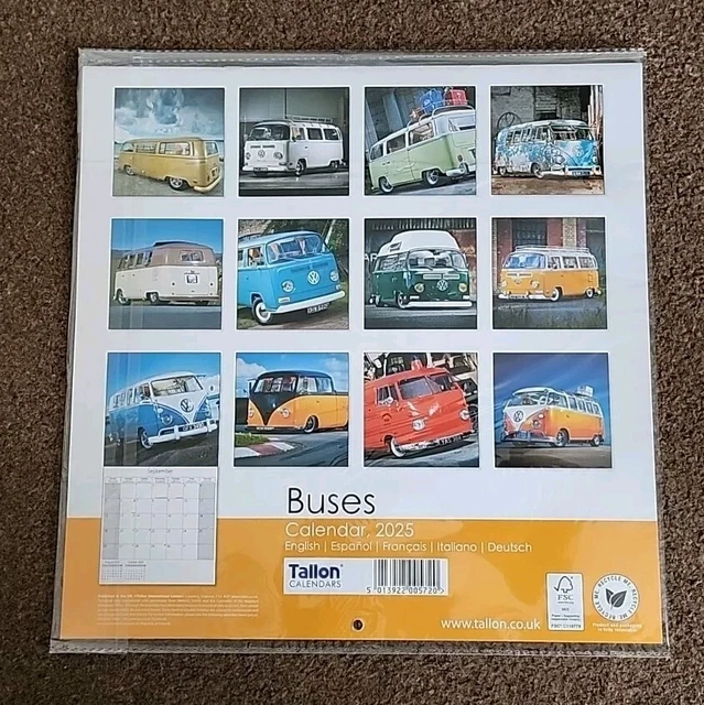 VW CAMPER BUSES 2025 Square 12 Months Wall Calendar Brand New &Sealed £