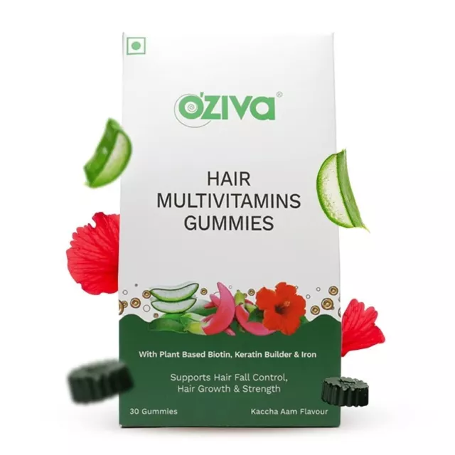 1X OZiva Biotin Hair Multivitamins Gummies pour des cheveux plus forts et...