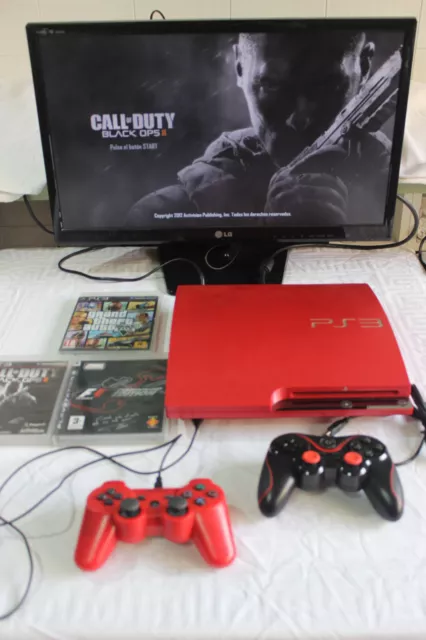 Consola Sony Ps3 Playstation 3 Red Cech-3004B 320Gb + 2 Mandos Leer Descripción