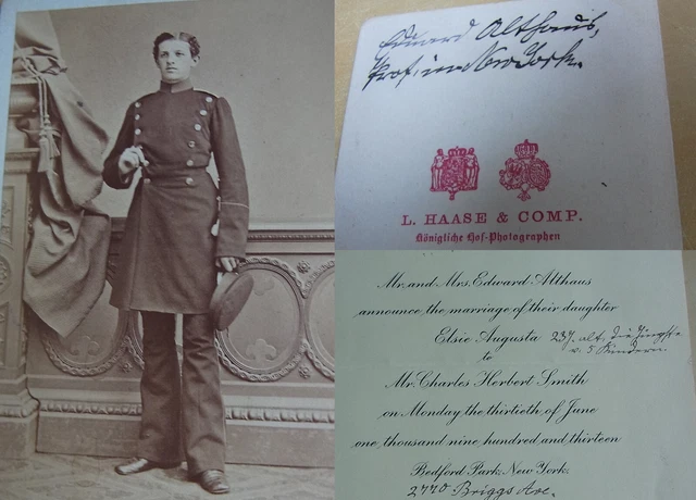 CdV-Foto um 1870: Soldat Eduard / Edward ALTHAUS (1849-1928), Professor NEW YORK