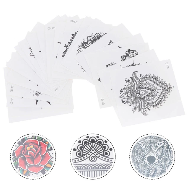 20 Pcs Autocollants De Tatouage Imperméables Manchon Temporaire Femmes Fleurs