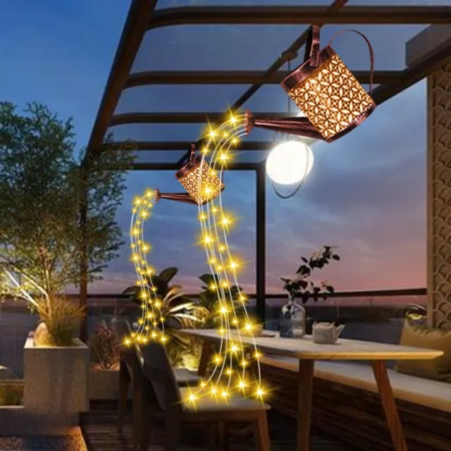 Can Light Solar Garden Watering Can Led String Light Hanging Kettle Lantern