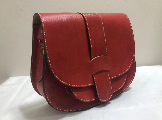 Joli petit sac à main artisanal en cuir véritable Fait-main, NEUF jamais servi