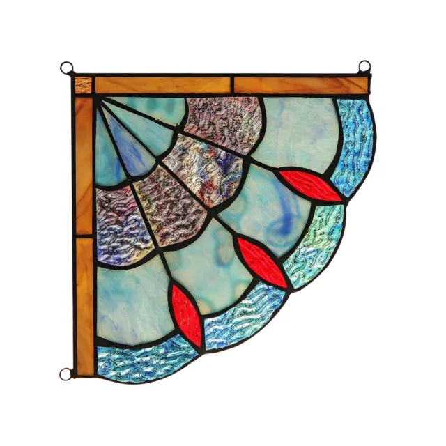 Stained Glass Corner Window Panel 8" Victorian Handcrafted Art Glass Suncatcher