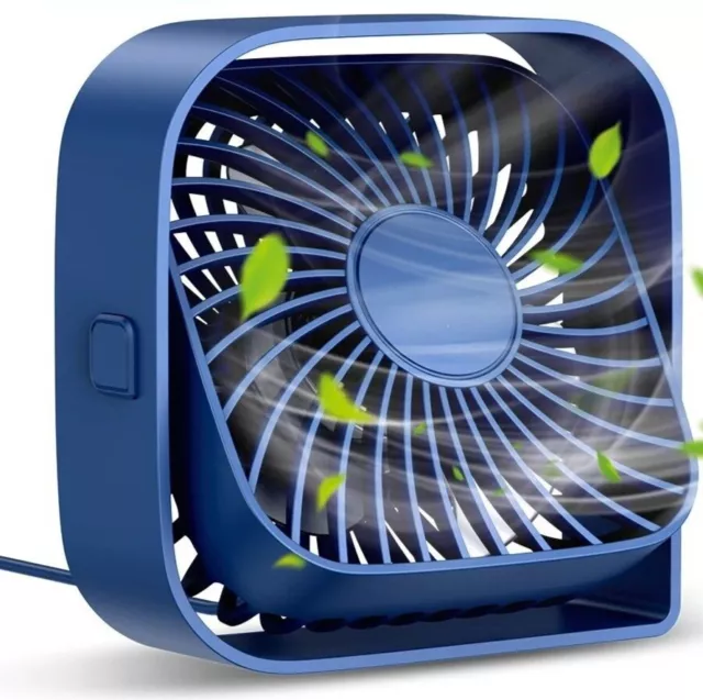 Ventilatore da scrivania da tavolo 3 Velocita Inclinazione 360 gradi potente blu