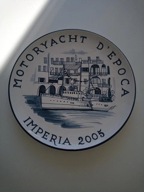 Piatto da arredo Albisola - Motoryacht D'epoca
