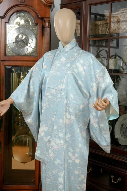 Dear Vanilla Japanese Silk Kimono Women's Robe Gown Authentic Japan Vintage Mint 2
