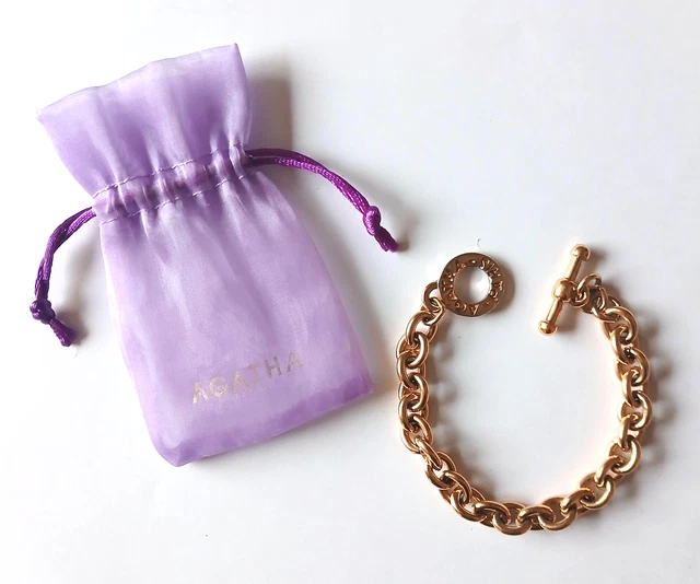 Bracelet Vintage Doré La Rose Pourpre Paris - Occasion - Bijou Rétro