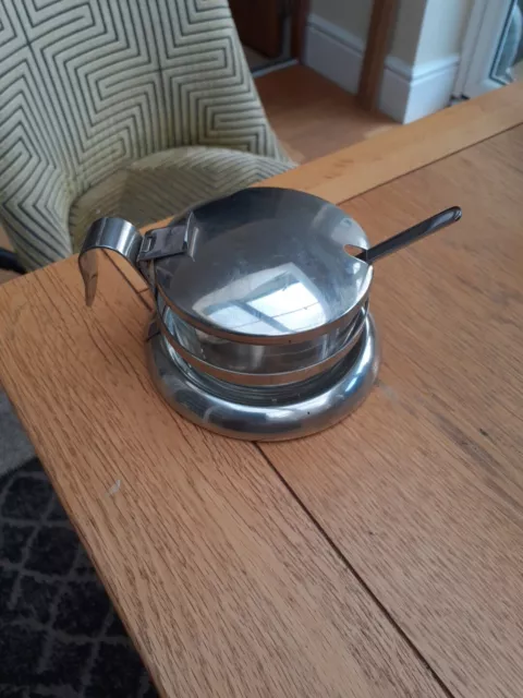 Stainless Steel And Glass Lidded Condiment Jar