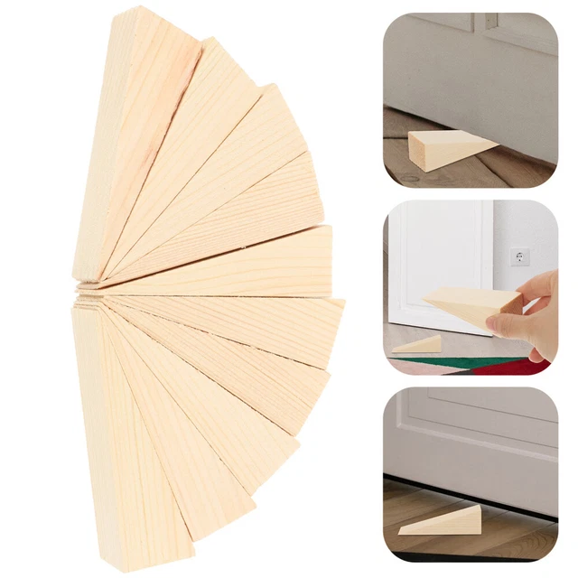 10 Pcs Wood Doorstop Triangular Wooden Wedge Woodsy Decor Decorate