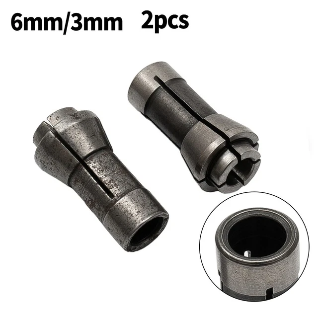 2X Die Smerigliatrice Router 3/6mm Adattatore Mandrino Colletto Porta Shanks