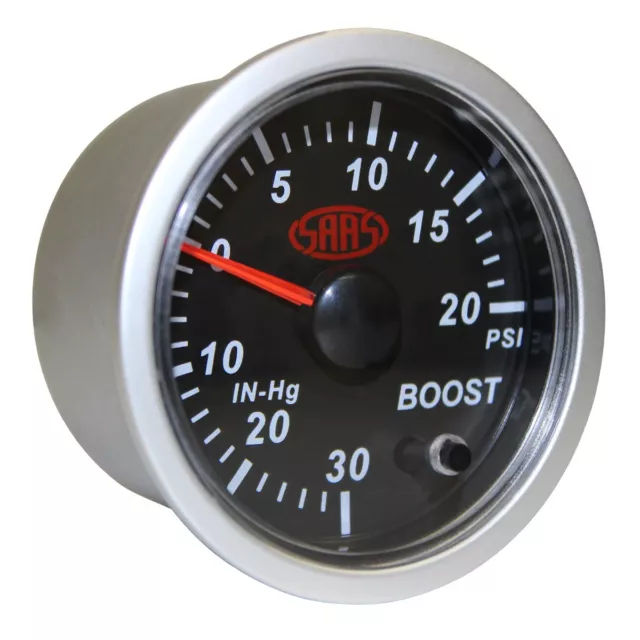 Saas Black Street Series Petrol Turbo Boost 30Inhg-20Psi 52Mm Gauge