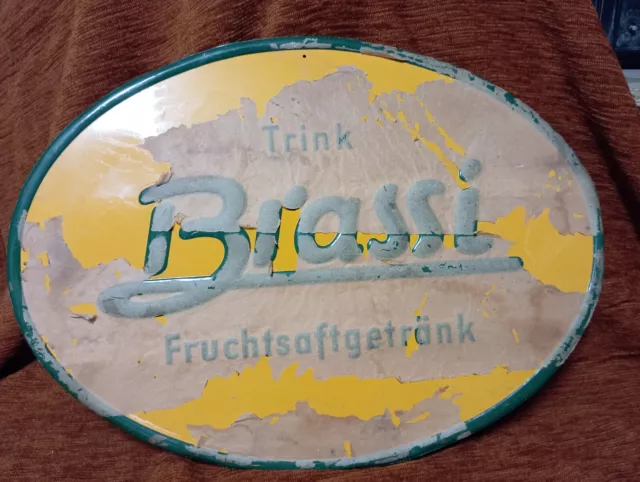 altes originales grosses blechschild "BRASSI""ALS WERBUNG FÜR FRUCHTSAFTGETRÄNK