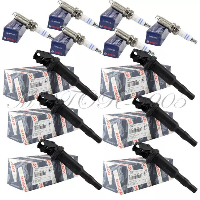 6 OEM For BOSCH Ignition Coils 0221504470 +6 Spark Plugs kit 12122158253 For BMW