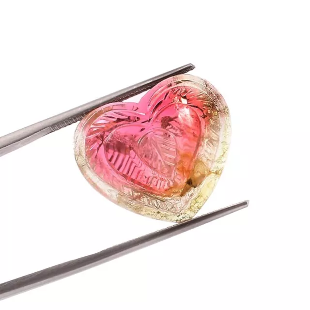 Loose Gemstone Natural Certified Watermelon Tourmaline Hand Carved Heart M186