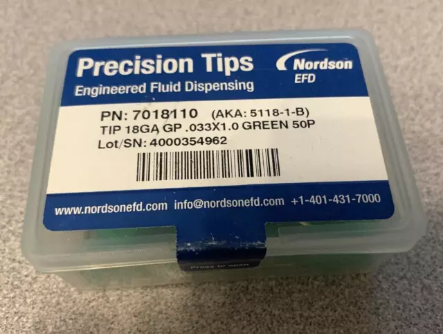 50 New Nordson Efd 5118-1-B Ultra Precision Dispensing Tips 18Ga 7018110