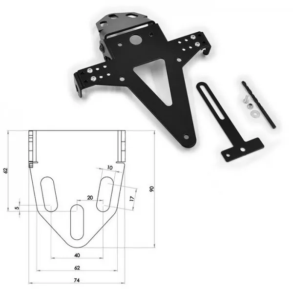 License Plate Holder Heckumbau Universal Type 5 Adjustable Tail Tidy