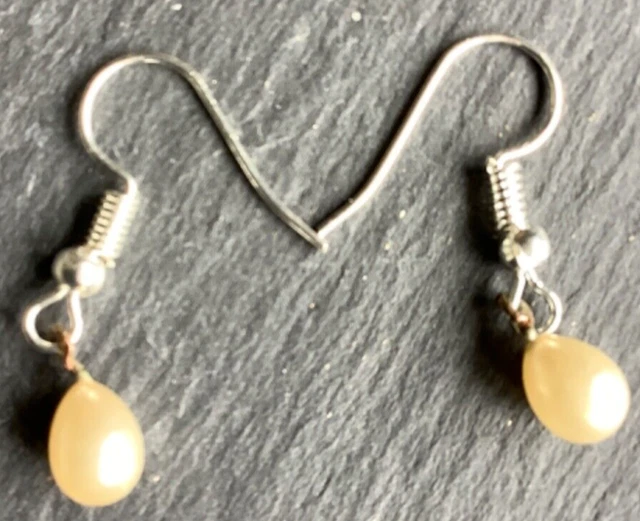 Vintage  Pearl Tear Drop Dangle Earrings Baroque Faux Small Pearl Pierced Ear 5m