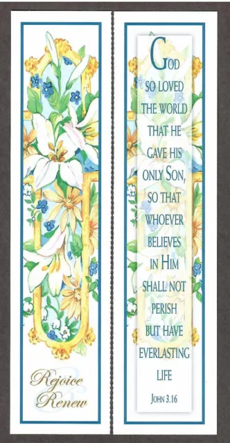 2 Unused Bible Quote Bookmarks with Flowers / Rejoice Renew - I Combine S/H