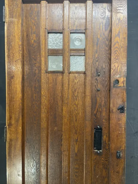 Solid Oak Front Door Arts Crafts Old Period Antique Glass Reclaimed Wood Iron 9
