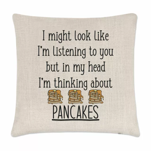 I Might Look Like I'm Listening To You Pancakes Cushion Cover Pillow Breakfast