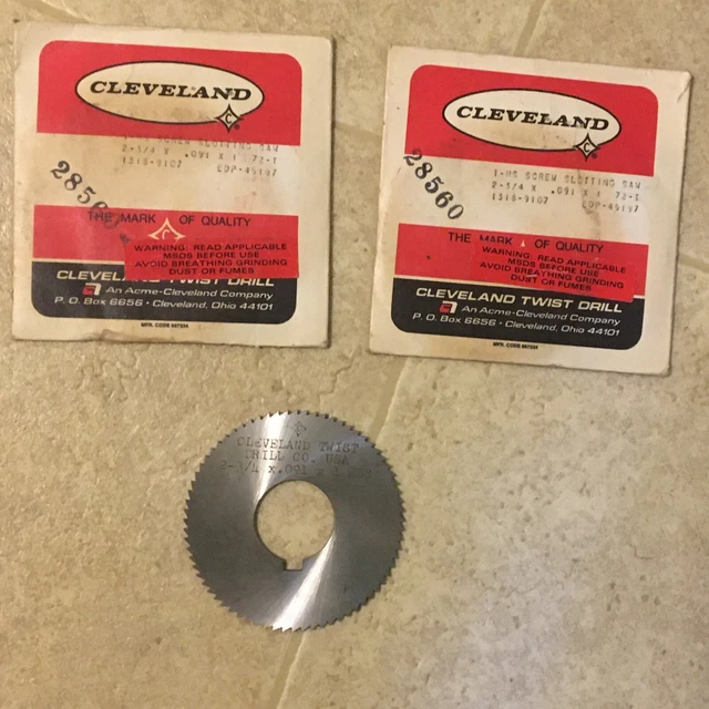 Free Ship CLEVELAND HSS SCREW SLOTTING SAW Blade 2-3/4” X .091” X 1” 72 TEETH