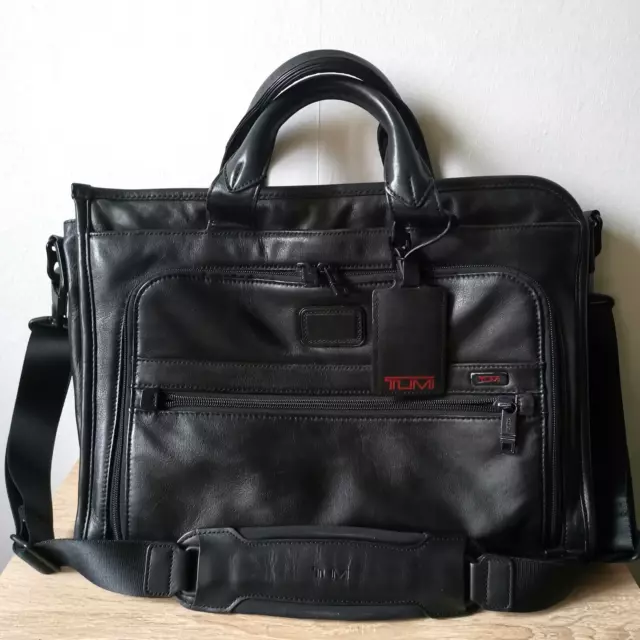 TUMI Alpha Delux Leather Black Briefcase 96110DH Bag Bussines