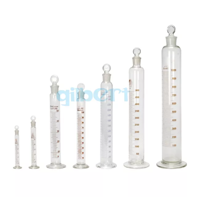 10/25/50/100/250/1000/2000ml Glass Graduated Lab Measuring Cylinder + Stopper
