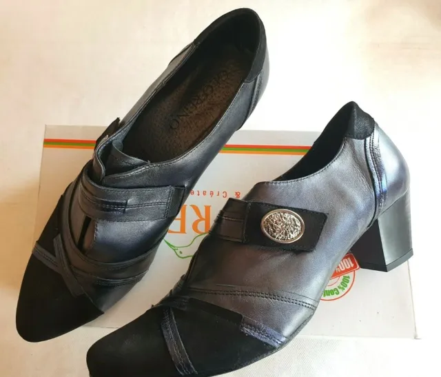 chaussures en cuir noir neuves Geo Reino modèle Olecrou taille 41 (pa)