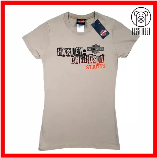 Harley Davidson Womens T Shirt Small S Cotton Ransome Letters Brown Graphic Tee