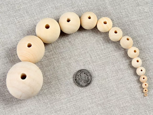 Jeweley Craft DIY Natural Untreated Plain Wood Round Beads Wooden 4mm-28mm