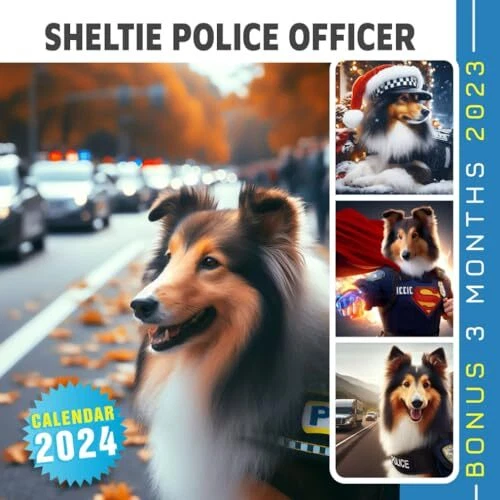SHELTIE POLICE OFFICER Calendar 2024 Jan 2024 to Dec 2024 Bonus 3