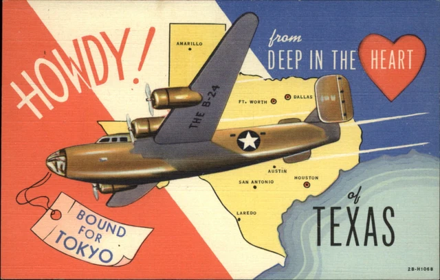 WWII B-24 Bomber bound for Tokyo Japan ~ Howdy deep in heart of Texas 1940s