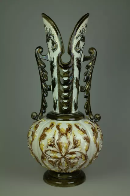 Julius Dressler Böhmen Österreich Majolika Vase antik Jugendstil 32 cm