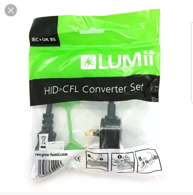 Grow Light To Cfl Convertor Lead Uk Plug - With Cfl Support For Lumii Reflector