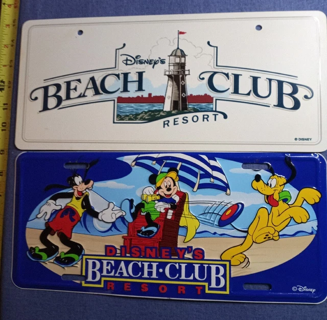 DISNEY LICENSE PLATE DISNEY BEACH CLUB RESORT SIGN PROP DISPLAY set 2 £