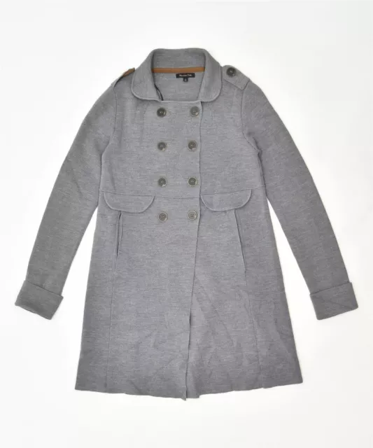 MASSIMO DUTTI Womens Double Breasted Overcoat UK 8 Small Grey Wool MS18