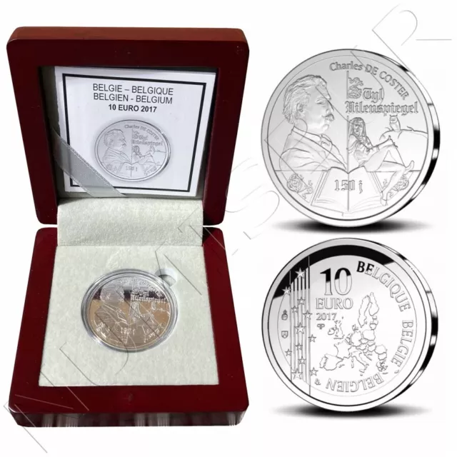 BELGICA 10 euro plata 2017 proof Novelista CHARLES DE COSTER  10€ con estuche