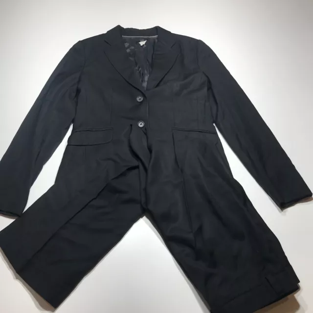 J. Crew Suit Set Womens Size 4 Black Italian Wool Blazer Jacket & Trouser Pants