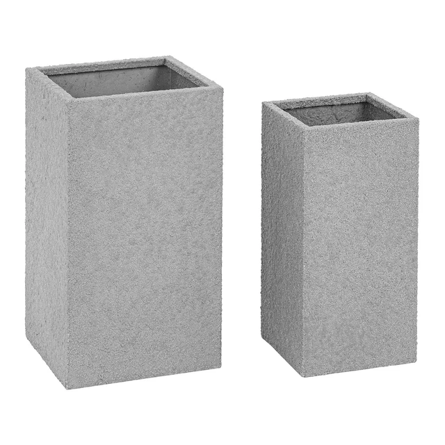 Pots de fleurs Pot de fleur Kit de 2 Inox Imitation grès