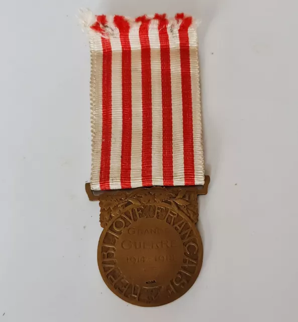 Authentic France Military Army Commemorative Medal of the Great War 1914-18 WW1 3