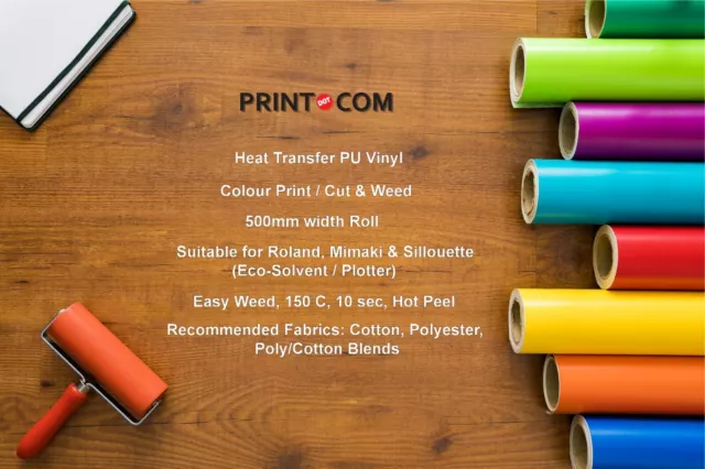 Colour Printable Heat Transfer Vinyl PU Transfer Film Iron On Vinyl