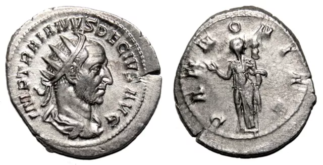 *AET* TRAJAN DECIUS AR Antoninianus. EF/EF-. Pannoniae.