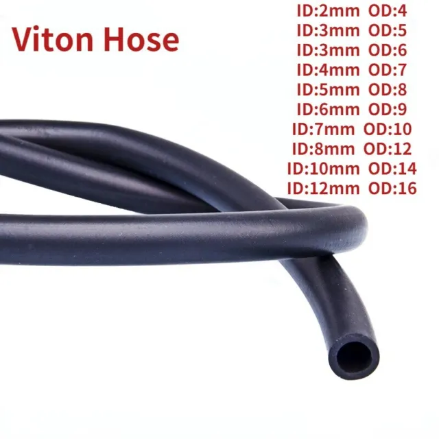 ID:2-12mm OD:4-16mm Viton Hose FKM FPM Viton Hose Oil Resistant 1 meter