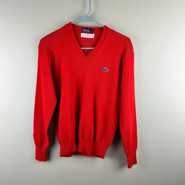 Vintage 80s Izod J.G. Lacoste Red Kids Youth Pullover V Neck Sweater Sz 18 XL