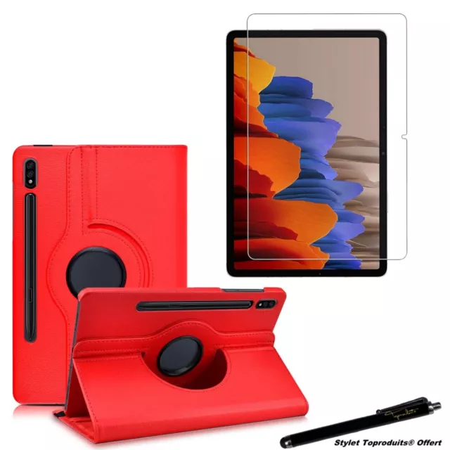 Housse Etui Rouge pour Samsung Galaxy Tab S7 11" 2020 T870 + Vitre de protection