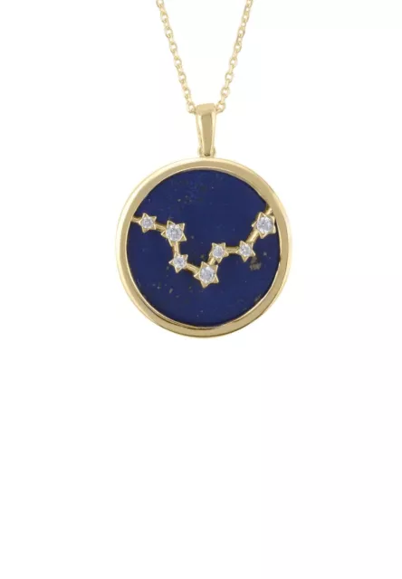 Zodiac Lapis Blue Gemstone Star Sign Pendant Necklace Gold Pisces