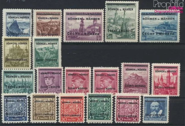 Briefmarken Böhmen und Mähren 1939 Mi 1-19 postfrisch (9804916