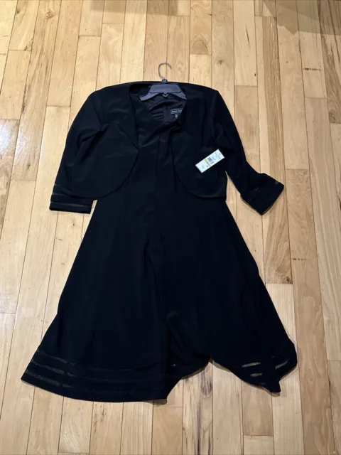 Jessica Howard Womens Missy 2 Piece Set Jacket Dress Black Size 14 R 3